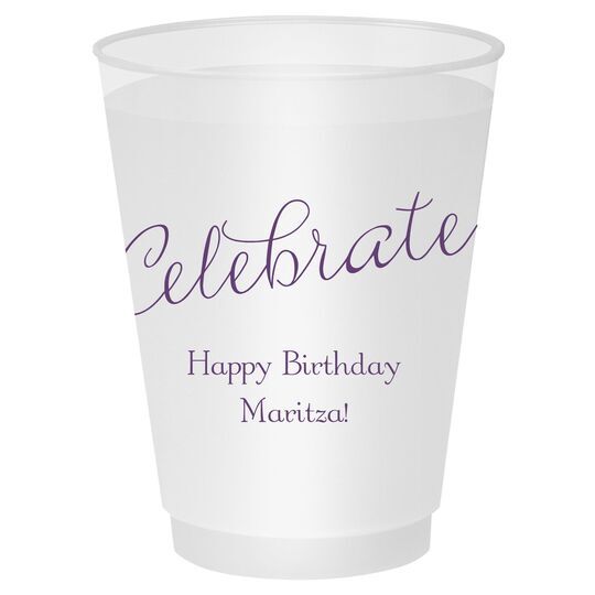 Expressive Script Celebrate Shatterproof Cups